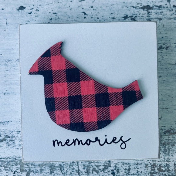 *Buffalo Check Cardinal Memories Block Shelf Sitter - Picture 8 of 13